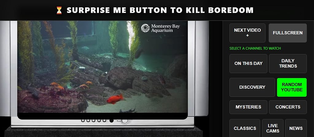 tv retro surprise me button para quitar el aburrimiento