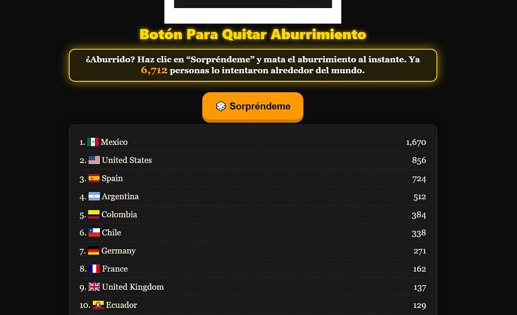 botón para quitar aburrimiento